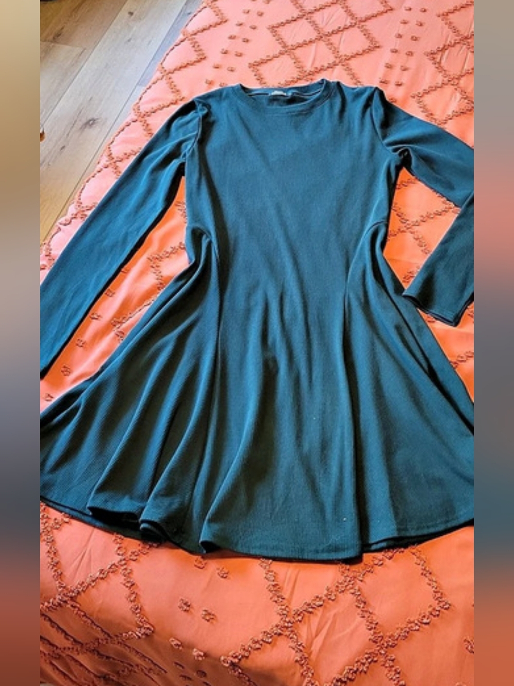 OFEEFAN Sweater Dress Ribbed Long Sleeve Mini Dress Size Large